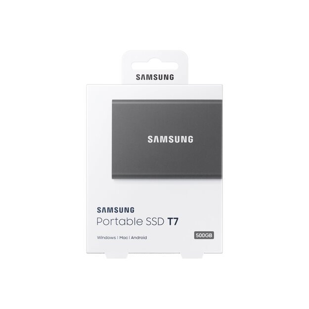 Išorinis kietasis diskas SSD |SAMSUNG|T7|500GB|USB 3.2|Write 1000 MBytes/sec|Read 1050 MBytes/sec|MU-PC500T/WW