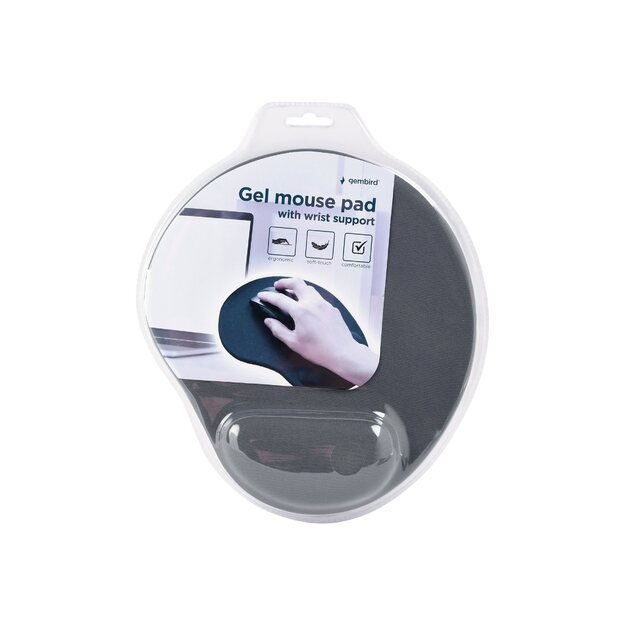 GEMBIRD MP-GEL-GR Gembird Gel mouse pad with wrist support, grey