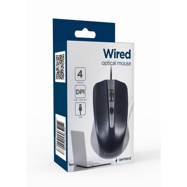 Kompiuterinė pelė laidinė MOUSE USB OPTICAL GREY/BLACK/MUS-4B-01-GB GEMBIRD 2