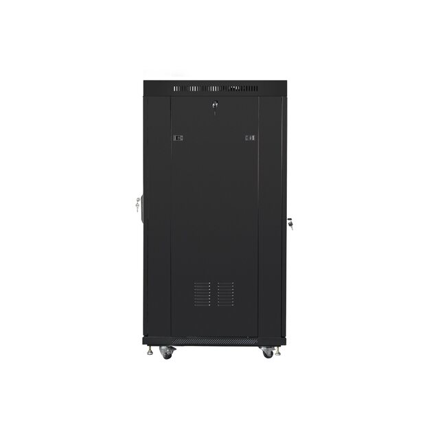 LANBERG free standing rack 19inch cabinet 27U 600x800 glass door LCD flat pack black