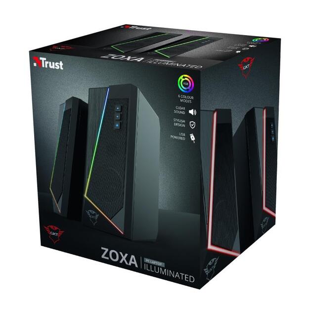 Kolonėlės Speaker|TRUST|GXT 609 Zoxa RGB Illuminated Speaker Set|1xUSB 2.0|Black|24070