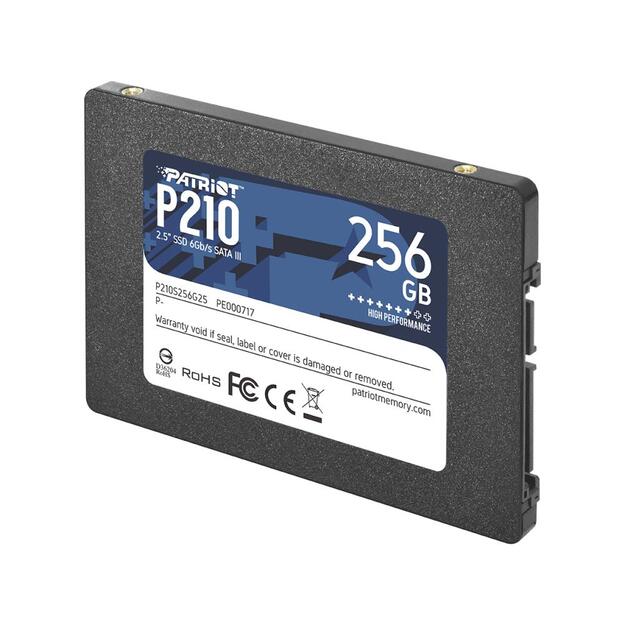 Kietasis diskas (SSD) vidinis SSD|PATRIOT|P210|256GB|SATA 3.0|Write speed 400 MBytes/sec|Read speed 500 MBytes/sec|2,5 |TBW 120 TB|P210S256G25