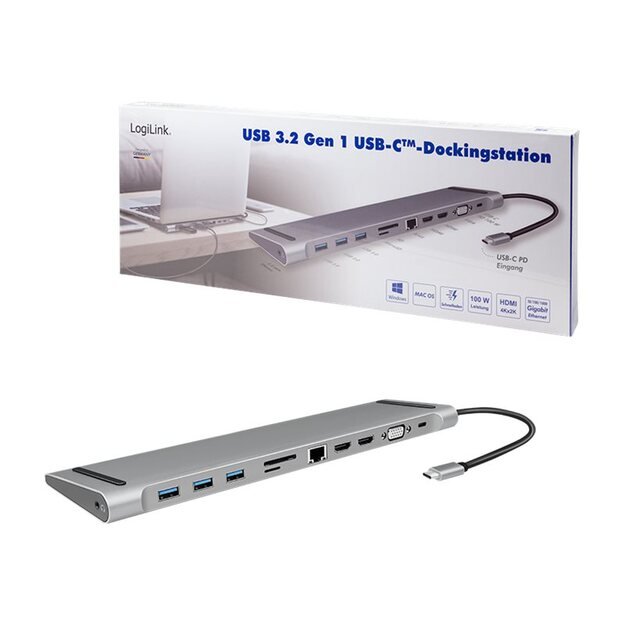 LOGILINK UA0373 USB 3.2 Gen 1 Docking Station USB-C 11-Port PD