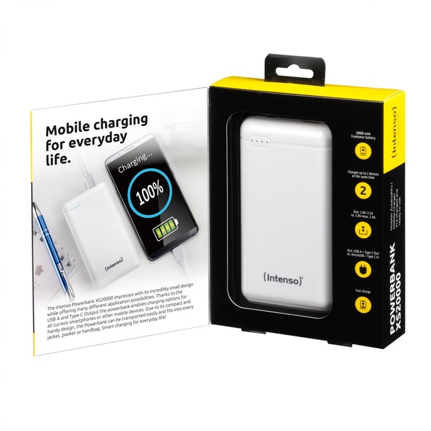 Išorinė baterija USB 20000MAH/WHITE XS20000 INTENSO