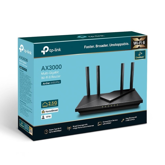 Maršrutizatorius 3000MBPS 1000M DUAL ARCHER AX55 PRO TP-LINK