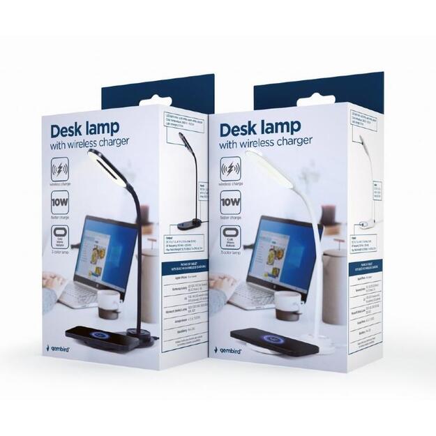 MOBILE CHARGER WRL DESK LAMP/WHT TA-WPC10-LED-01-W GEMBIRD