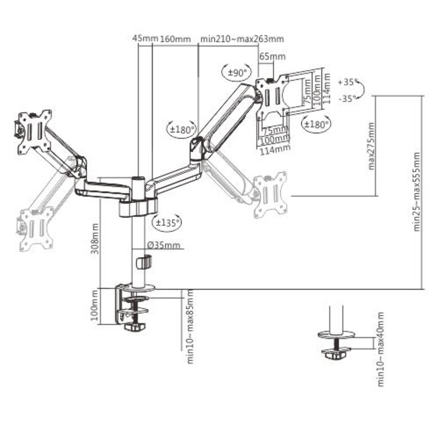 DISPLAY ACC MOUNTING ARM/17-32  MA-DA2P-01 GEMBIRD
