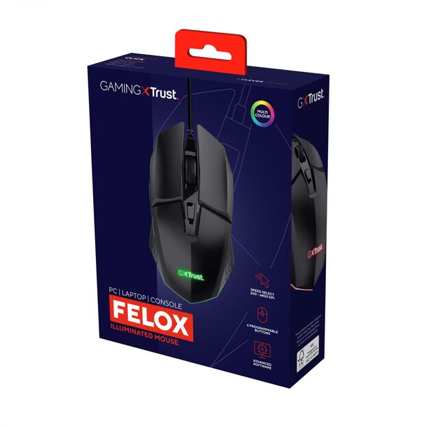 MOUSE USB OPTICAL GAMING BLACK/GXT 109 FELOX 25036 TRUST 8