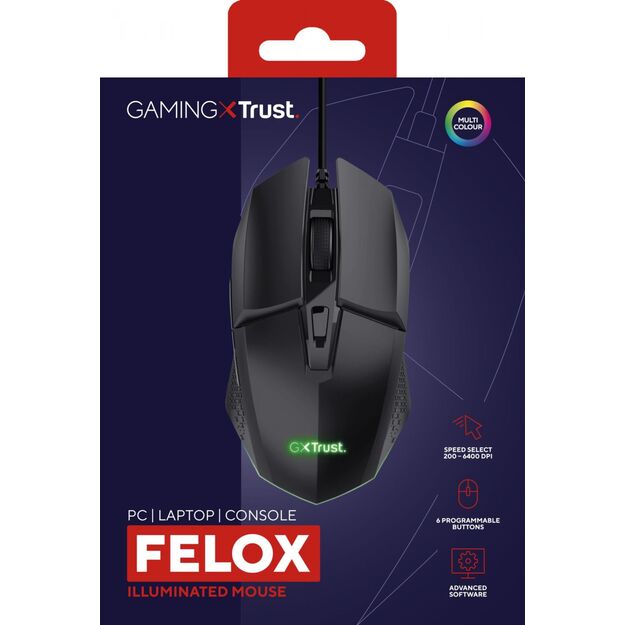 MOUSE USB OPTICAL GAMING BLACK/GXT 109 FELOX 25036 TRUST 9