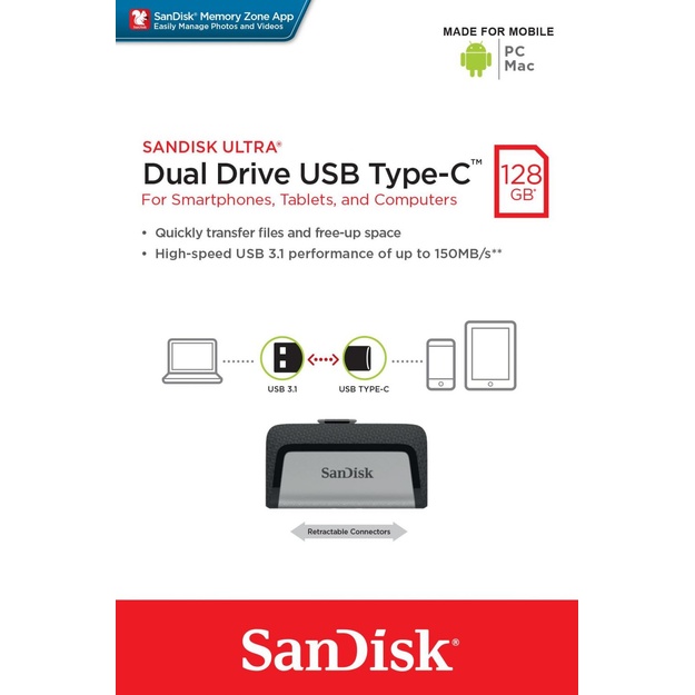 MEMORY DRIVE FLASH USB-C 128GB/SDDDC2-128G-G46 SANDISK