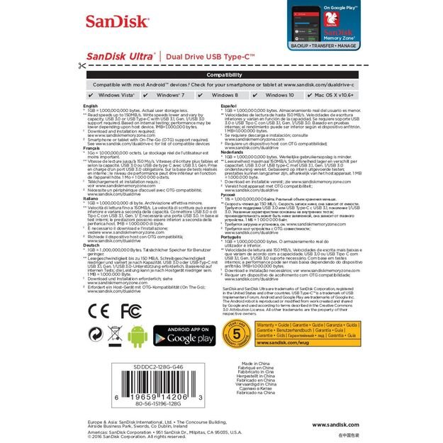MEMORY DRIVE FLASH USB-C 128GB/SDDDC2-128G-G46 SANDISK 13