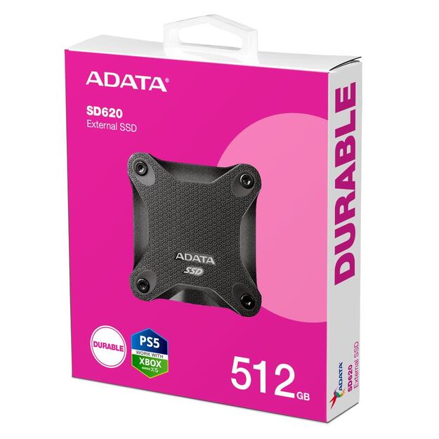 External SSD|ADATA|SD620|512GB|USB 3.2|Write speed 460 MBytes/sec|Read speed 520 MBytes/sec|SD620-512GCBK