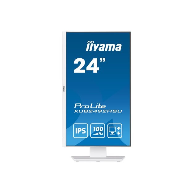 IIYAMA XUB2492HSU-W6 24inch WHITE ETE IPS-panel 1920x1080 100Hz 15cm Height Adj. Stand Pivot 250cd/m Speakers HDMI