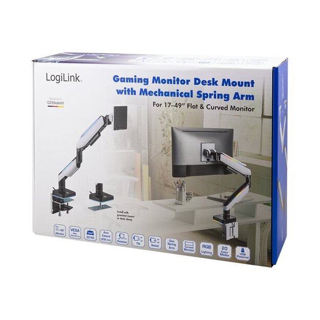 LOGILINK BP0162 Monitor mount 17-49inch gaming gas spring 36