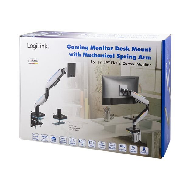 LOGILINK BP0162 Monitor mount 17-49inch gaming gas spring
