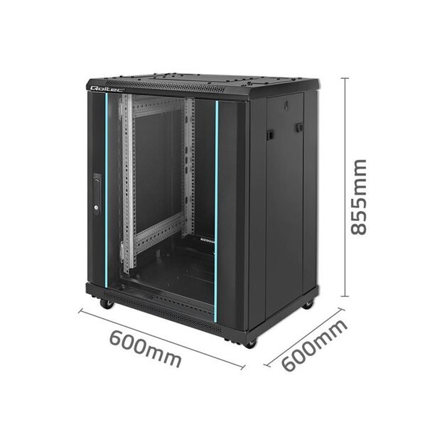 QOLTEC 54519 19inches RACK cabinet / 15U / 600 x 600 x 855 / Perforated doors / Steel case 2
