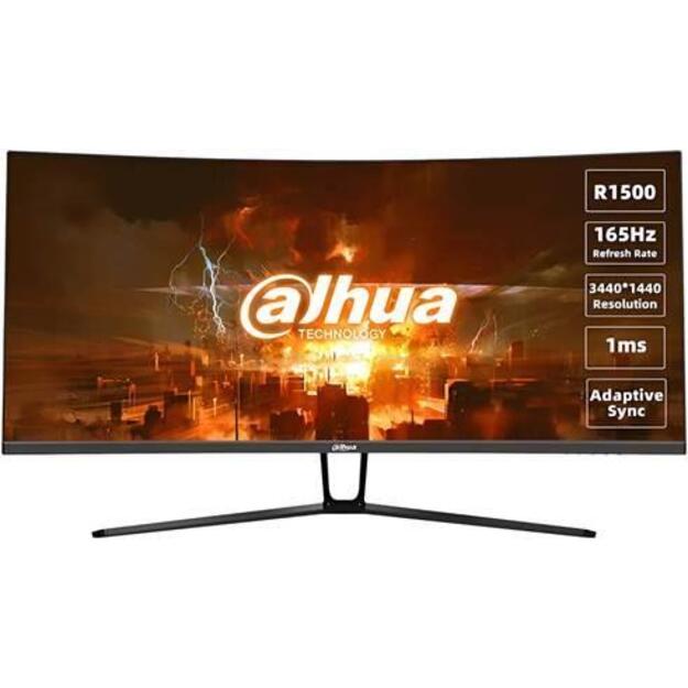 LCD Monitor|DAHUA|DHI-LM34-E330C|34 |Gaming/Curved/21 : 9|Panel VA|3440x1440|21:9|165Hz|1 ms|Tilt|Colour Black|LM34-E330C