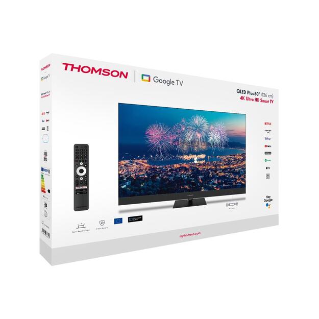 TV Set|THOMSON|50 |4K/Smart|QLED|3840x2160|Wireless LAN|Bluetooth|Google TV|Black|50QG6C14