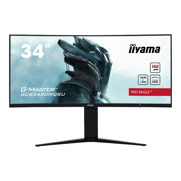 LCD Monitor|IIYAMA|34 |Gaming/Curved/21 : 9|Panel VA|3440x1440|21:9|180Hz|Matte|0.4 ms|Speakers|Height adjustable|Tilt|Colour Black|GCB3480WQSU-B1