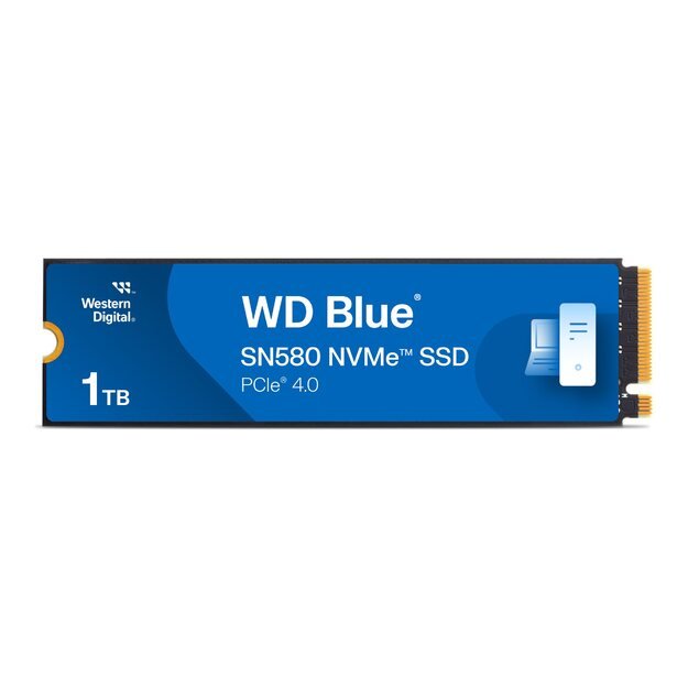 SSD|WESTERN DIGITAL|Blue SN580|1TB|M.2|PCIe Gen4|NVMe|TLC|Write speed 4150 MBytes/sec|Read speed 4150 MBytes/sec|2.38mm|TBW 600 TB|MTBF 1500000 hours|WDS100T3B0E