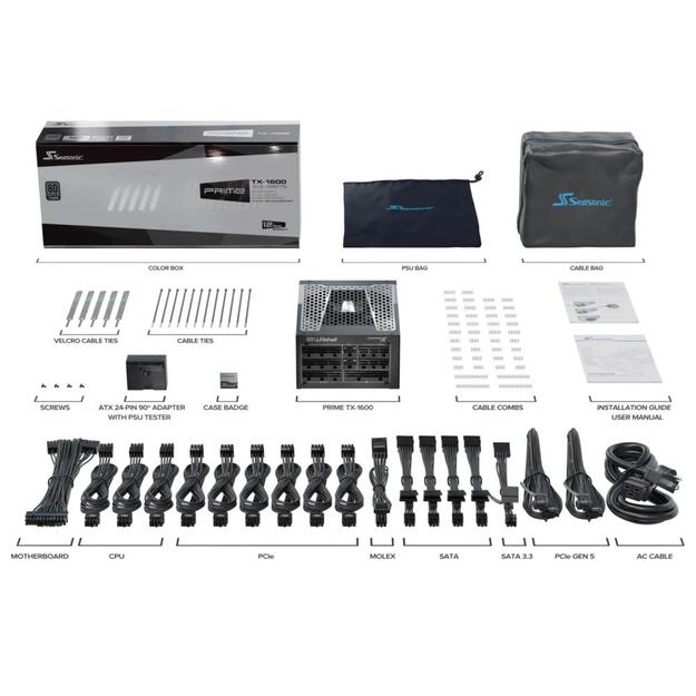 Power Supply|SEASONIC|PRIME TX ATX 3.0|1600 Watts|Efficiency 80 PLUS TITANIUM|MTBF 100000 hours|PRIME-TX-1600-ATX30 14