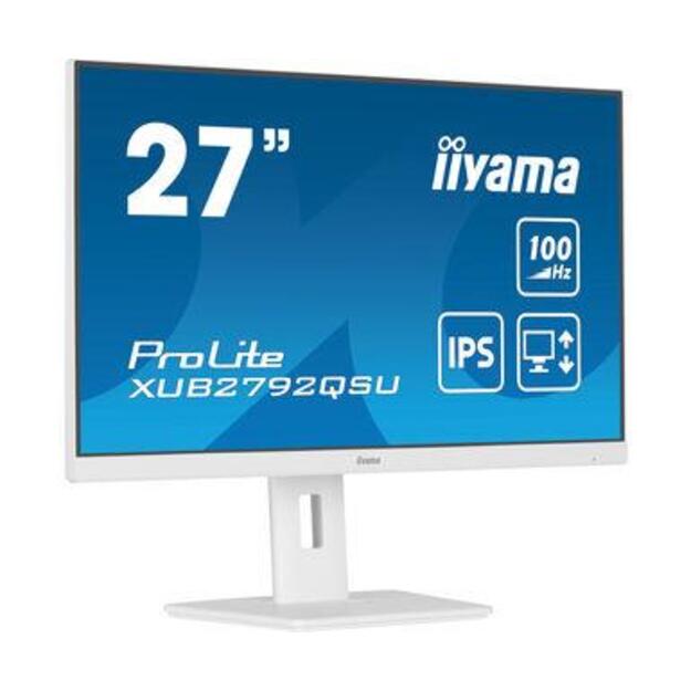 IIYAMA XUB2792QSU-W6 27inch ETE IPS 2560x1440 100Hz 250cd/m2 0.4ms HDMI DP 4xUSB 3.2 Speakers FreeSync 15cm Height Adj. White (P) 2