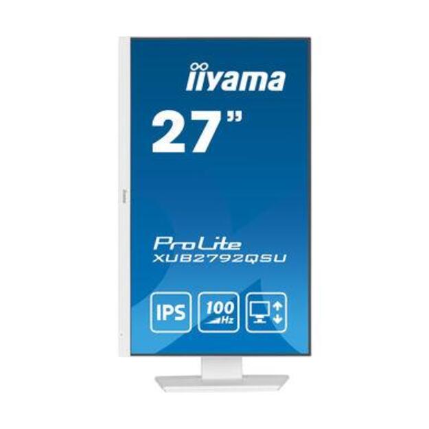 IIYAMA XUB2792QSU-W6 27inch ETE IPS 2560x1440 100Hz 250cd/m2 0.4ms HDMI DP 4xUSB 3.2 Speakers FreeSync 15cm Height Adj. White (P) 1
