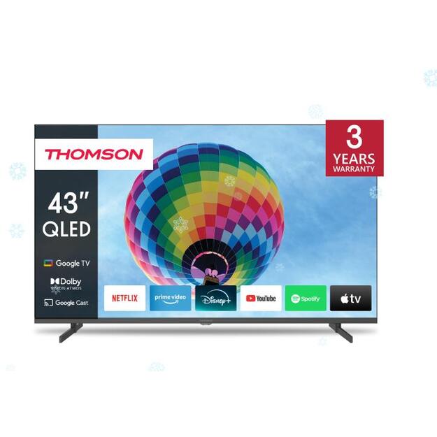 TV Set|THOMSON|43 |4K/Smart|QLED|3840x2160|Wireless LAN|Bluetooth|Google TV|Black|43QG4S14