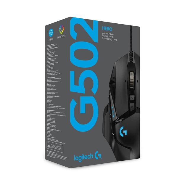 MOUSE USB OPTICAL G502 HERO/BLACK 910-005471 LOGITECH 12