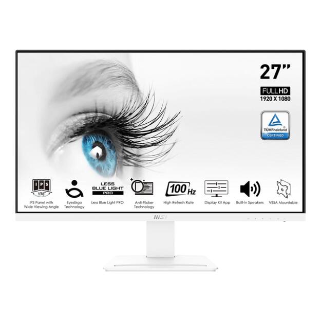 LCD Monitor|MSI|PRO MP273AW|27 |Business|Panel IPS|1920x1080|16:9|100Hz|Matte|4 ms|Speakers|Tilt|Colour White|PROMP273AW