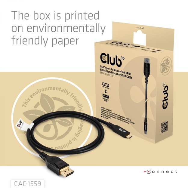 CABLE USB-C TO DP 1M/M/M CAC-1559 CLUB3D