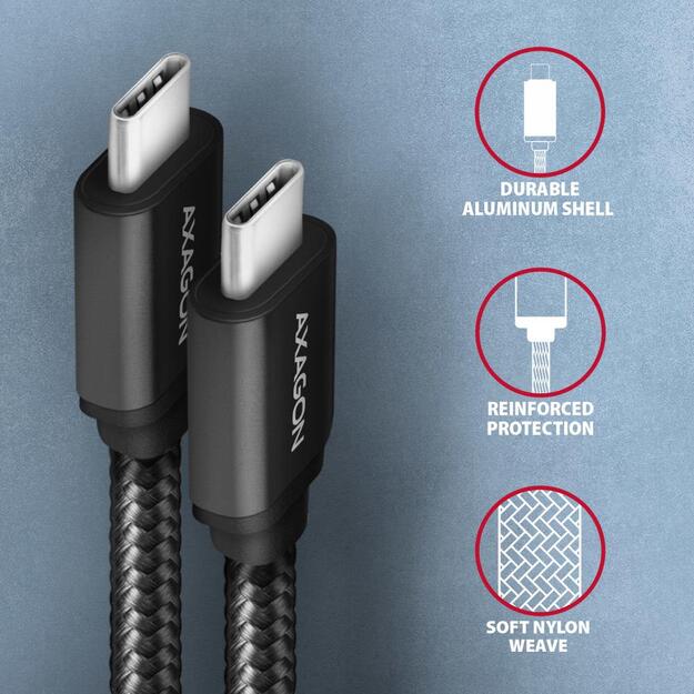 CABLE USB-C TO USB-C 1M 60W/BLACK BUCM3-CM10AB AXAGON