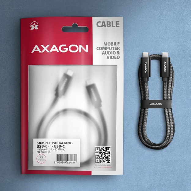 CABLE USB-C TO USB-C 1.5M 240W/BRAID BLK BUCM2-CM15AB AXAGON