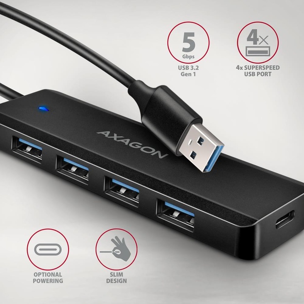 I/O HUB USB TRAVEL/0.19M HUE-C1A AXAGON