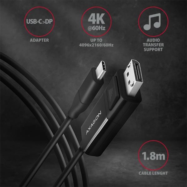 CABLE USB-C TO DP 1.8M/RVC-DPC AXAGON