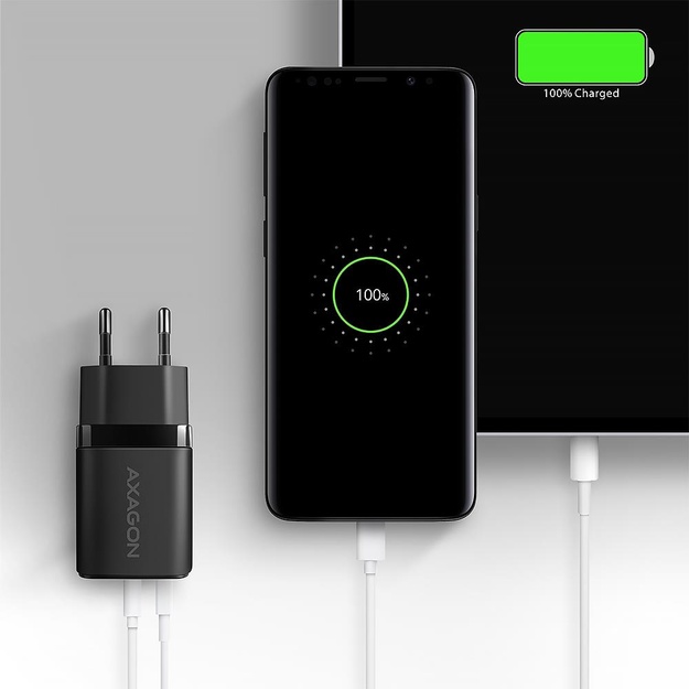 MOBILE CHARGER WALL USB 30W/2PORT BLACK ACU-PQ30 AXAGON