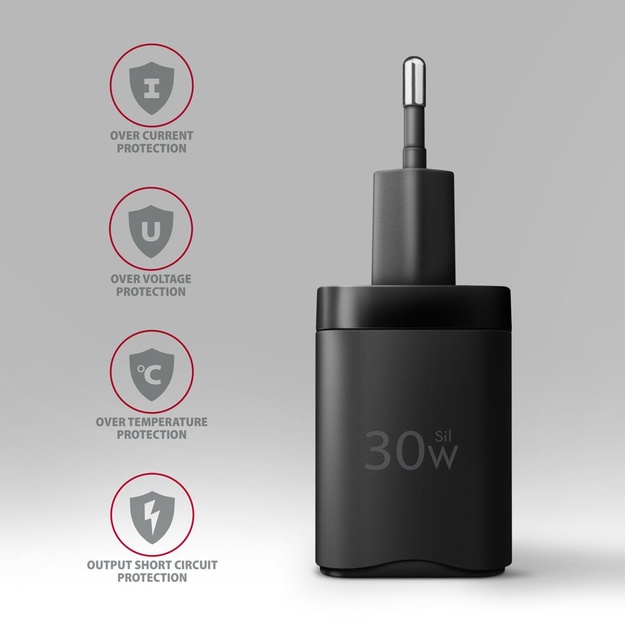 MOBILE CHARGER WALL USB 30W/2PORT BLACK ACU-PQ30 AXAGON