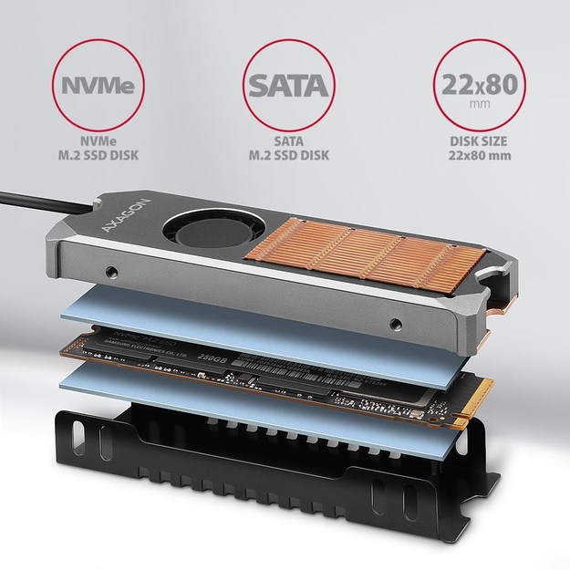 SSD ACC COOLER M.2 COPPER FAN/CLR-M2FAN AXAGON