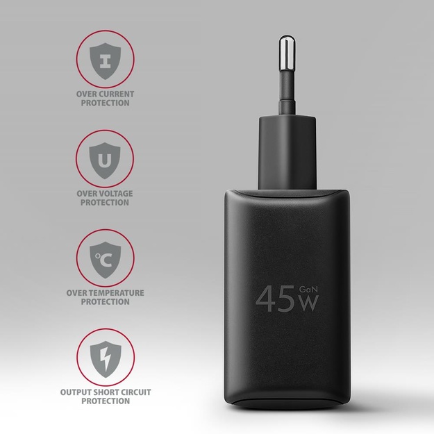 MOBILE CHARGER WALL USB 45W/GAN 2PORT ACU-PQ45 AXAGON