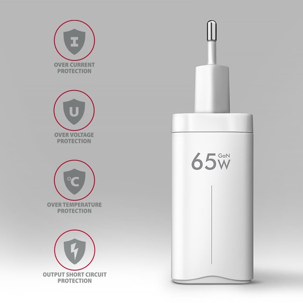 MOBILE CHARGER WALL USB 65W/GAN 3PORT ACU-DPQ65W AXAGON