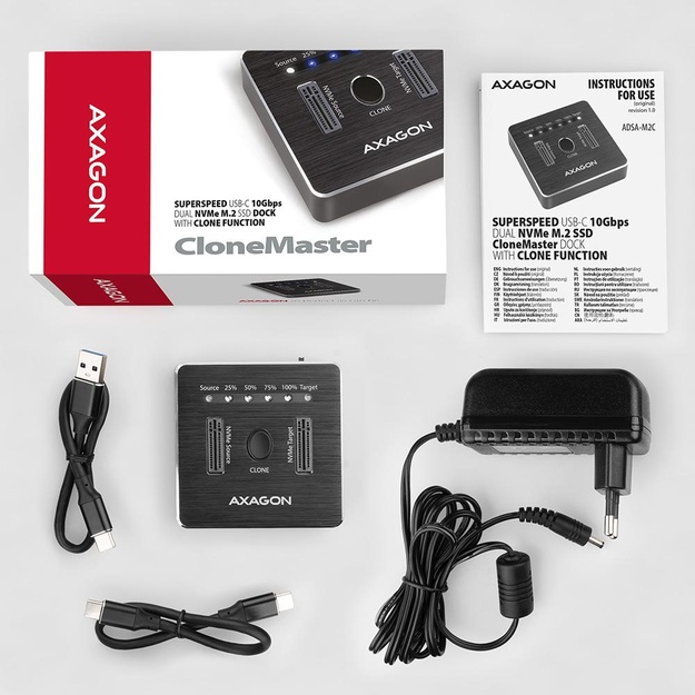 SSD ACC DOCK STATION USB-C/2XM.2 NVME ADSA-M2C AXAGON