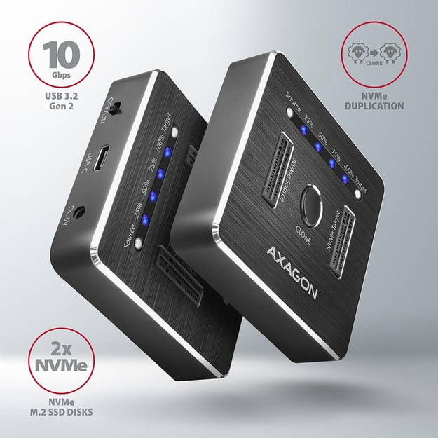 SSD ACC DOCK STATION USB-C/2XM.2 NVME ADSA-M2C AXAGON