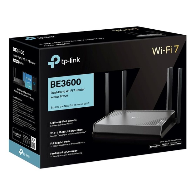 WRL ROUTER 3570MBPS 1000M 5P/DUAL BAND ARCHER BE220 TP-LINK