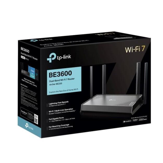 WRL ROUTER 3570MBPS 1000M 5P/DUAL BAND ARCHER BE220 TP-LINK 3