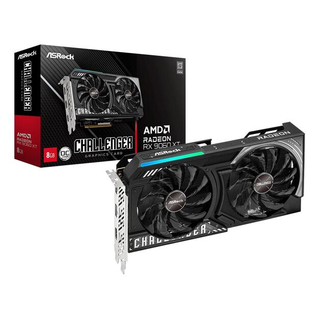 Graphics Card|ASROCK|AMD Radeon RX 9060 XT|8 GB|GDDR6|128 bit|PCIE 5.0 16x|Dual Slot Fansink|RX9060XTCL8GO 10