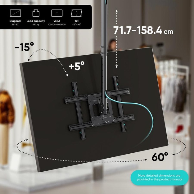TV SET ACC CEILING MOUNT/32-80  BLACK N1L-B ONKRON