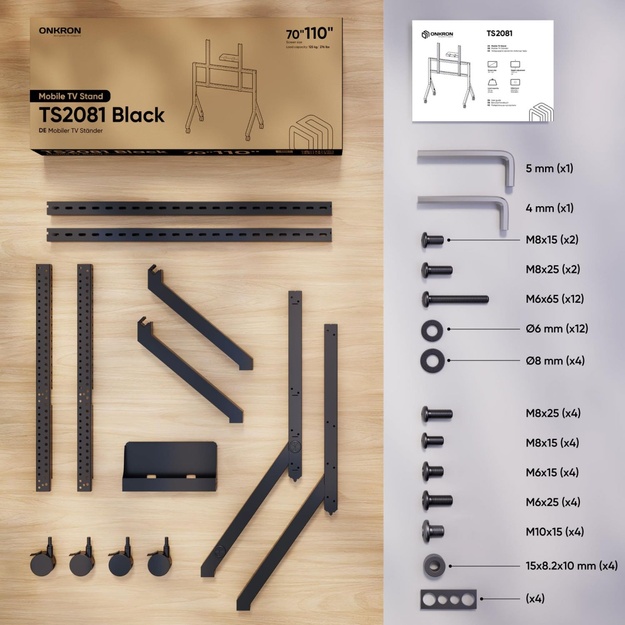 TV SET ACC MOBILE STAND/70-110  BLACK TS2081-B ONKRON