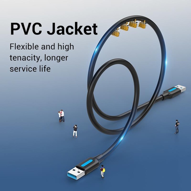 CABLE USB3.0 MALE TO MALE/1.5M BLACK CONBG VENTION