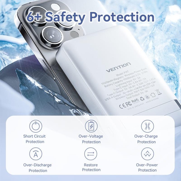 POWER BANK WRL 10000MAH 22.5W/MAGNETIC WHITE FHTW0 VENTION