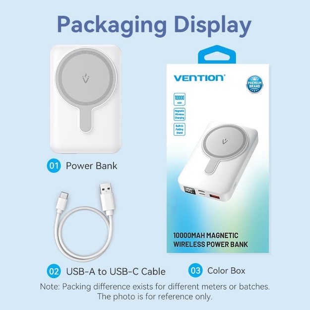 POWER BANK WRL 10000MAH 22.5W/MAGNETIC WHITE FHTW0 VENTION